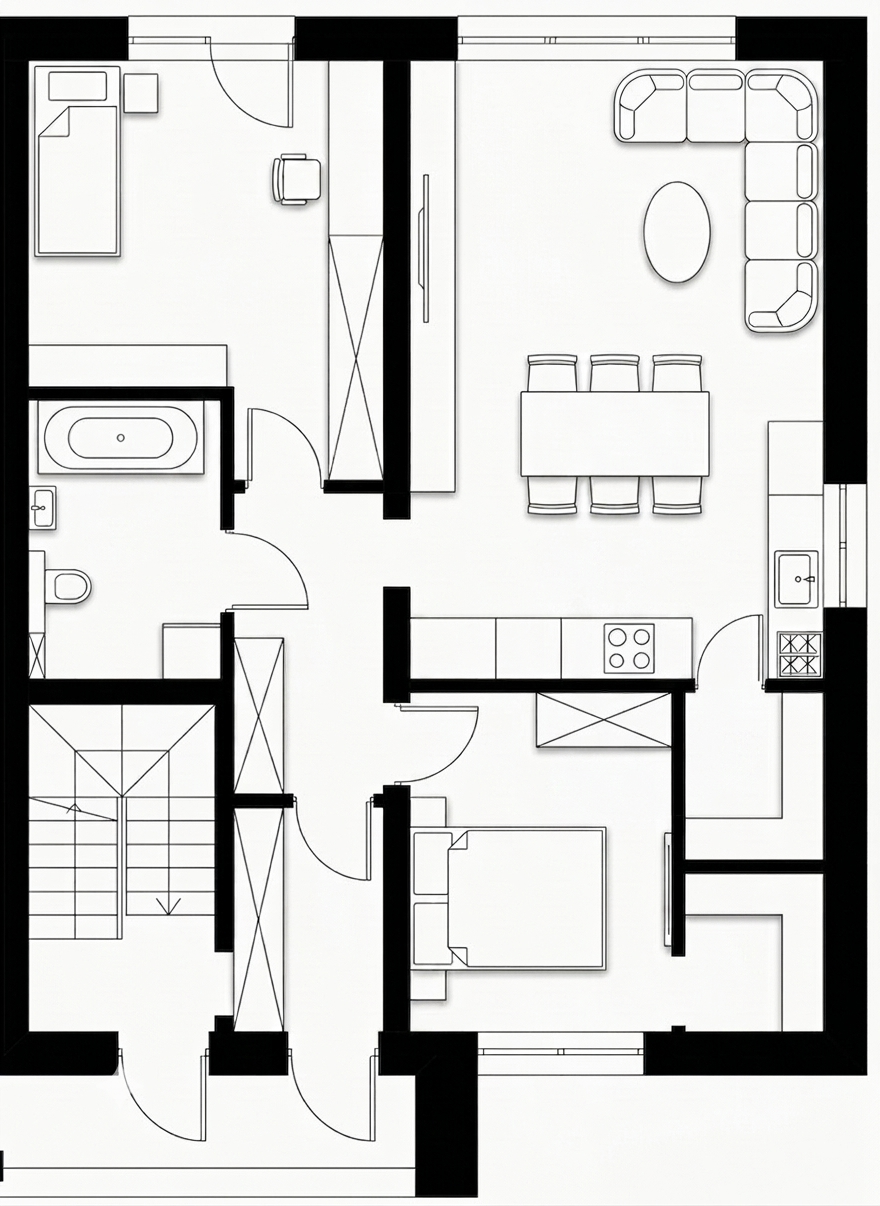 Rzut 2D mieszkania nr 3 – 74,83 m², Sieradzka, Bełchatów