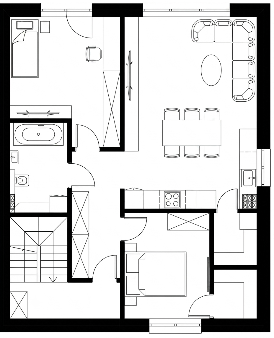 Rzut 2D mieszkania nr 4 – 81,32 m², 1, Sieradzka, Bełchatów